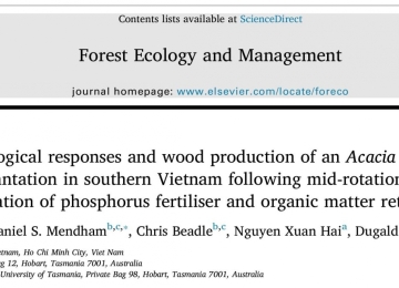 Growth, physiological responses and wood production of an Acacia auriculiformis plantation in southern Vietnam following mid-rotation thinning, application of phosphorus fertiliser and organic matter retention