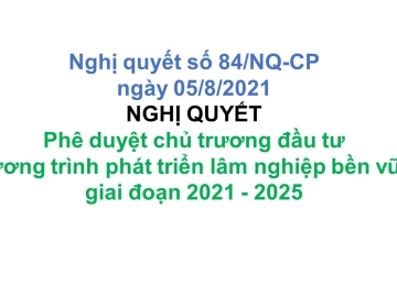 Nghị quyết số 84/NQ-CP ngày 05/8/2021 Phê duyệt chủ trương đầu tư Chương trình phát triển lâm nghiệp bền vững giai đoạn 2021 - 2025